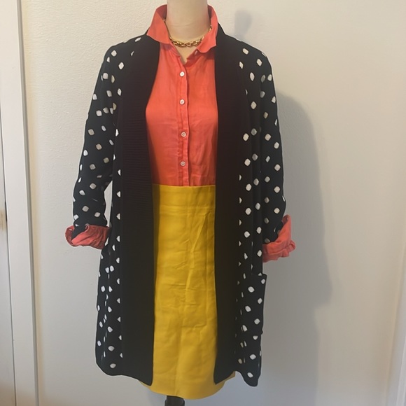 Isaac Mizrahi Live! B/W polka dot open front cardigan size S - Picture 3 of 8